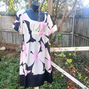 DKNY Silk Y2K Floral Empire Waist Dress